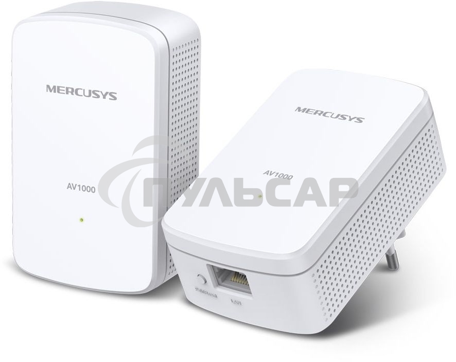 Комплект гигабитных адаптеров Mercusys AV1000 Gigabit Powerline Kit, HomePlug AV2 standard, 1 Gigabit port, 300m over electrical circuits, plug and play.