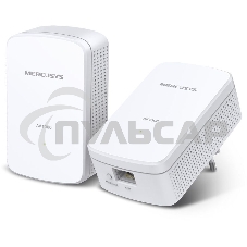 Комплект гигабитных адаптеров Mercusys AV1000 Gigabit Powerline Kit, HomePlug AV2 standard, 1 Gigabit port, 300m over electrical circuits, plug and play.