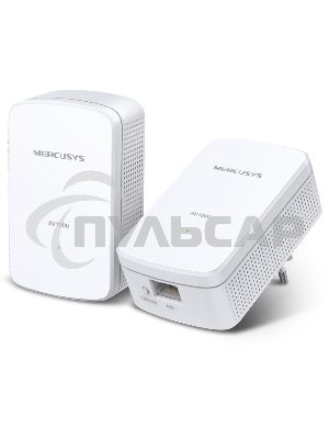 Комплект гигабитных адаптеров Mercusys AV1000 Gigabit Powerline Kit, HomePlug AV2 standard, 1 Gigabit port, 300m over electrical circuits, plug and play.