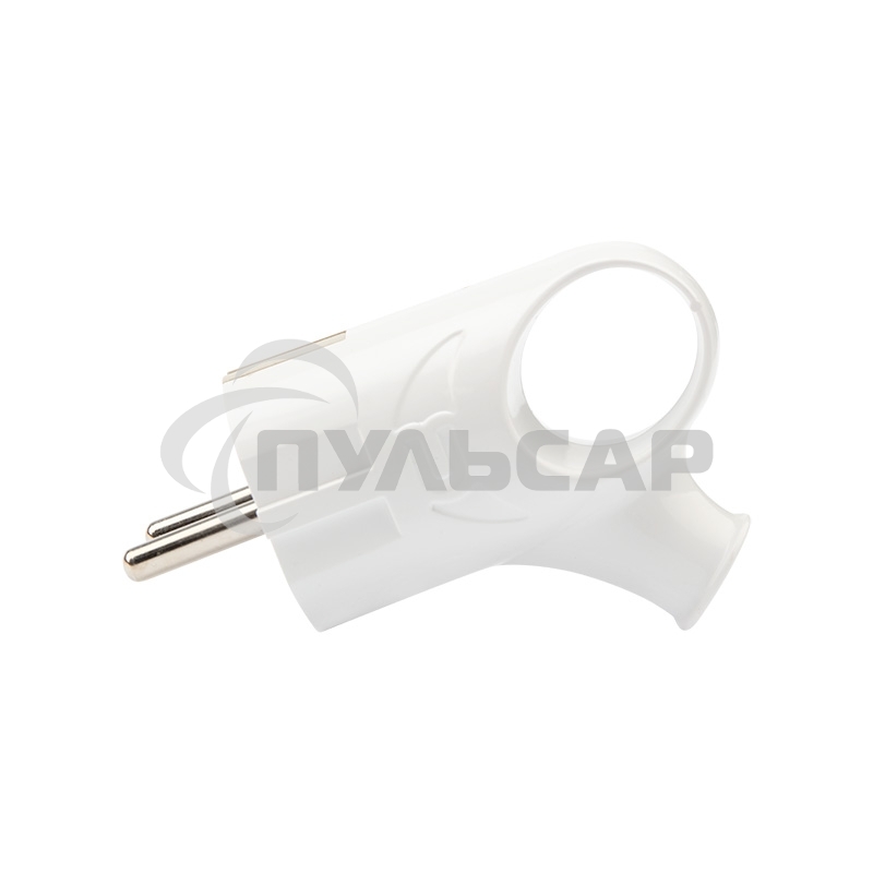 Вилка Евро Rexant угловая с з/к 16А с кольцом белая