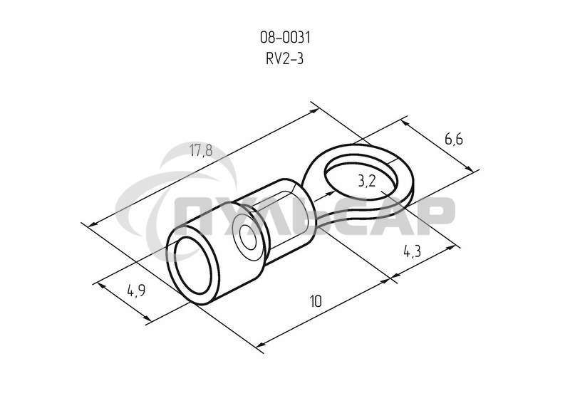 Наконечник кольцевой изолированный ø 3.2 мм 1.5-2.5 мм² (НКи 2.5-3/НКи2-3) синий Rexant