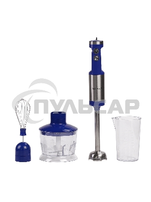 Блендер погружной Galaxy Line GL 2129, синий с серебристым, 900 Вт, 2 скорости и режим 