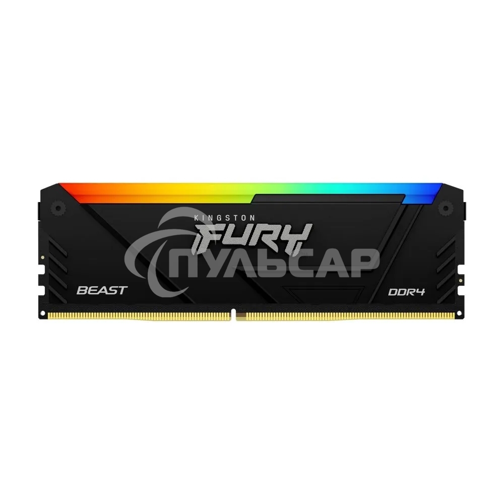 Оперативная память Kingston Fury Beast, DDR4, 8Gb (1x8Gb), 3200MHz, CL16, DIMM, с радиатором, RGB, черный