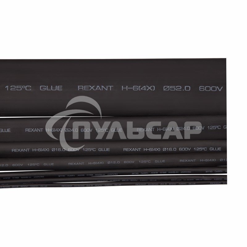 Термоусаживаемая трубка клеевая Rexant 8,0/2,0 мм, (4:1) черная, по 1 м