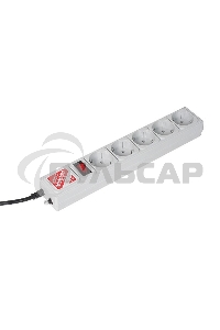 Сетевой фильтр POWER CUBE 1,9 м.* 5 розеток, серый