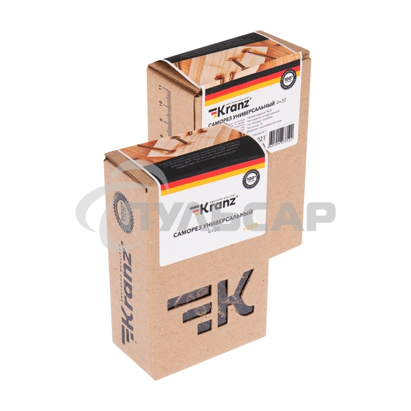 Саморез универсальный KRANZ 4х30, желтый цинк, упаковка поставщика ( 12 000 шт. )