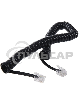 Телефонный шнур витой для трубки Greenconnect 5.0m, RJ9 4P4C (джек) черный, GCR-50966