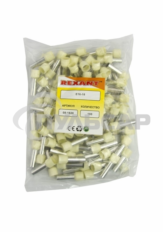 Наконечник штыревой втулочный изолированный F-18 мм 16 мм² (НШВи 16-18) слоновая кость Rexant