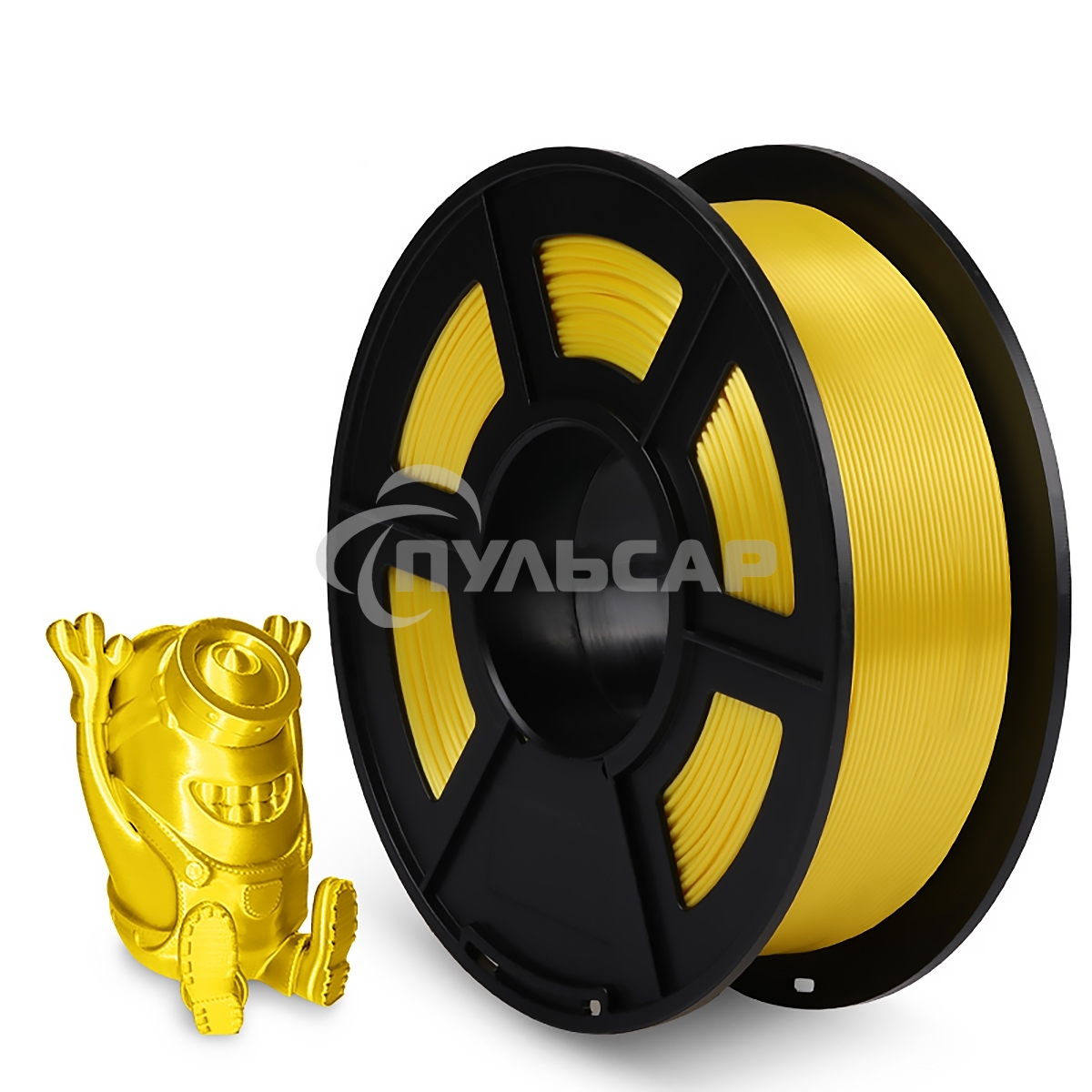 Филамент NVPRINT Silk PLA+ Yellow для 3D печати диаметр 1.75мм длина 330 метров масса 1 кг
