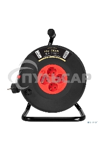 Удлинитель на катушке ExeGate industrial ECS-10-3-50 (4 евророзетки с заземлением, IP20, 50м, защита от детей, защита от перегрузки, 3х1,0мм2, 10А/2.3кВт)