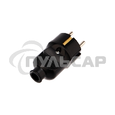 Вилка Евро Rexant прямая с з/к 16А усиленная черная