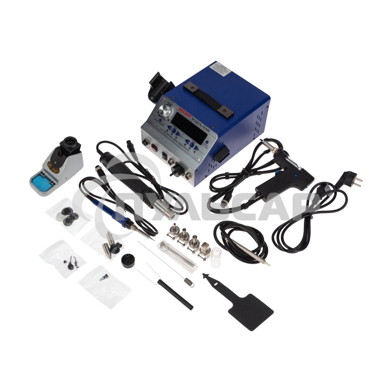 Паяльная станция (паяльник + фен + демонт. паяльник), модель R048K, цифровая, 200-480°C, LED дисплей Rexant