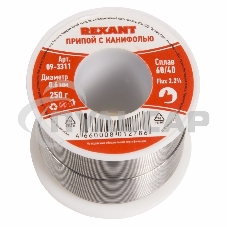 Припой с канифолью Rexant 250 гр. 0.6 мм /Sn60 Pb40 Flux 2.2%/ 09-3311