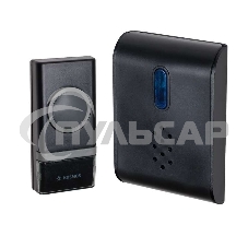 Звонок беспроводной полиф. 26 мелодий 150м 1 кноп. IP44 черный Космос KOC_AG400