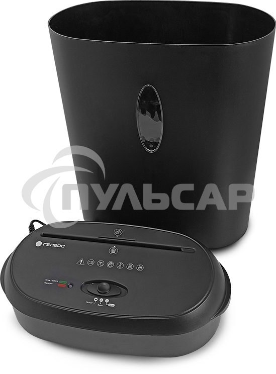 Уничтожитель документов ГЕЛЕОС УМ24-4, DIN P-4 (4 ур-нь секр.), фрагмент 3,9х38мм, 17 лист (70г/м2), CD/пл.карты/скрепки/скобы, 24 литра