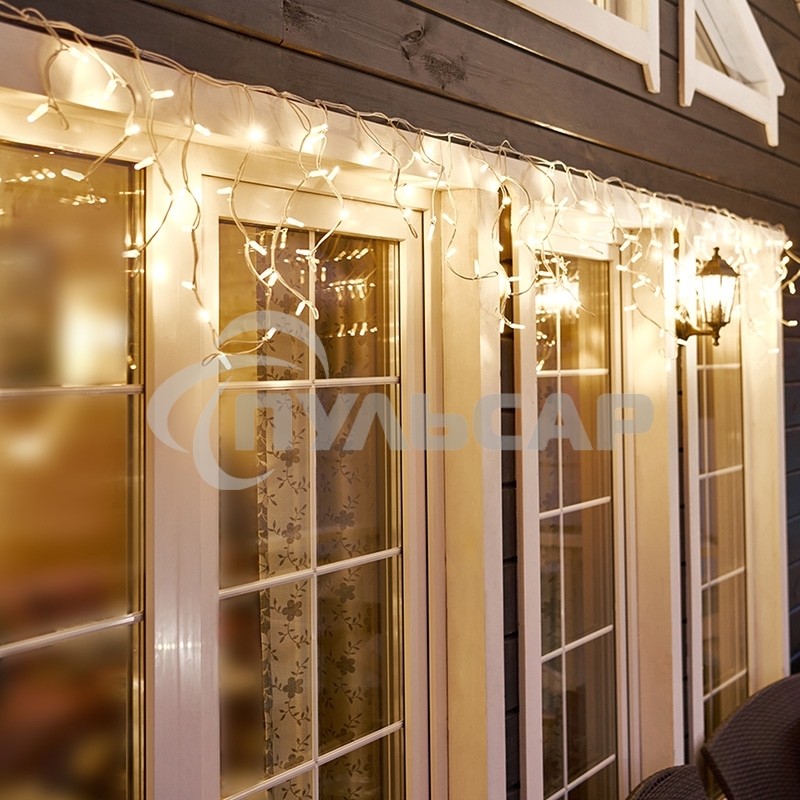 Гирлянда Neon-night Айсикл (бахрома) светодиодный, 4,0 х 0,6 м, белый провод каучук, 230 В, диоды теплый белый, 128 LED