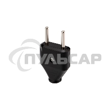 Вилка прямая без з/к 6А плоская черная Rexant