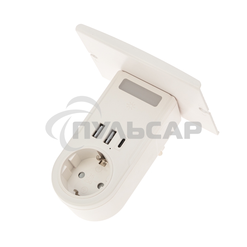 Адаптер USB Rexant (2хUSB-A + USB-С) + розетка 220-250В с подсветкой и подставкой для телефона
