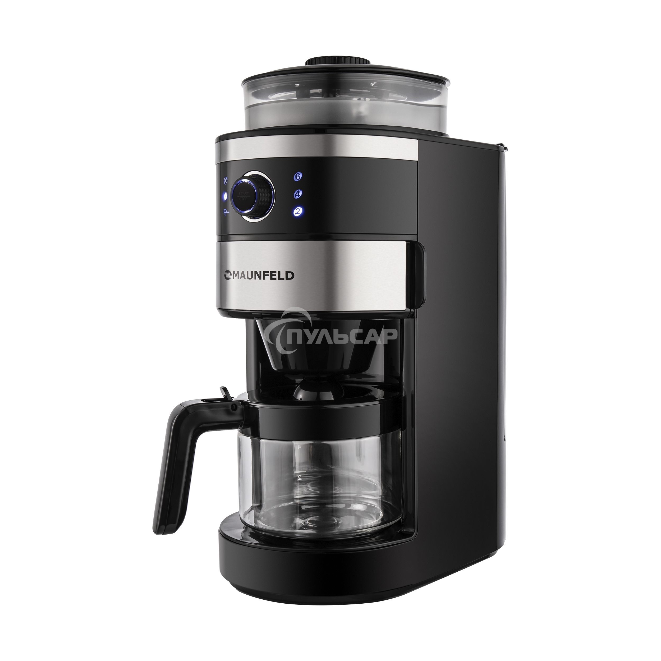 Кофеварка капельная Maunfeld MF-731BK черный, исп. кофе - зерновой/молотый, 0.83 л, 820 Вт.