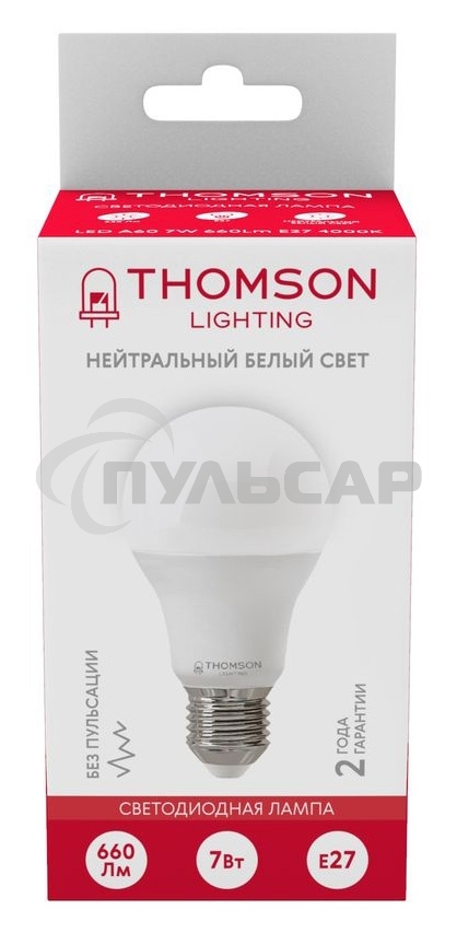 Лампа светодиодная Hiper THOMSON LED A60 7W 660Lm E27 4000K TH-B2002