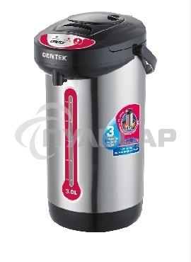 Термопот Centek CT-0080 черный, 3л, 600Вт, 3 способа подачи воды, корпус из нержавеющей стали