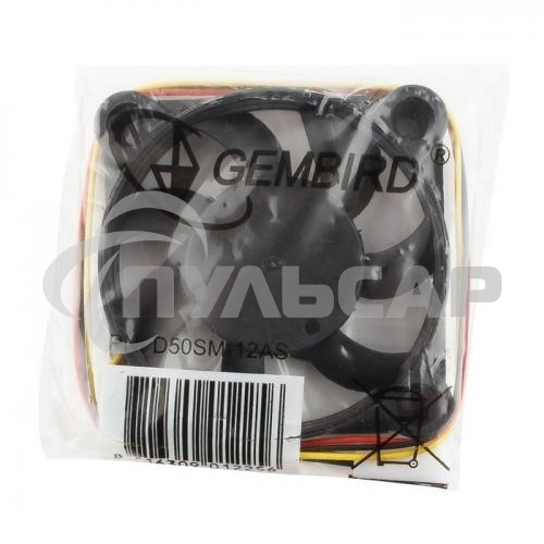 Вентилятор для корпуса Gembird D50SM-12AS черный, 50 мм, 4500 об/мин, 24 дБ, 3 pin