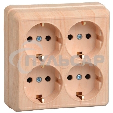 Розетка Iek ERO41-K03-16-DC РС24-3-ОС 4местн. с з/к 16А откр.уст. ОКТАВА (сосна)