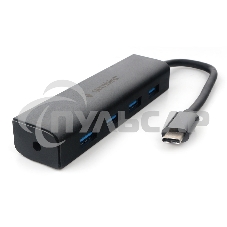 Концентратор USB 3.0 Gembird UHB-C364, 4 порта, Type-C, с доп питанием