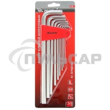 Набор ключей Matrix имбусовых HEX, 1,5–10 мм, CrV, 9 шт., удлиненные, с шаром