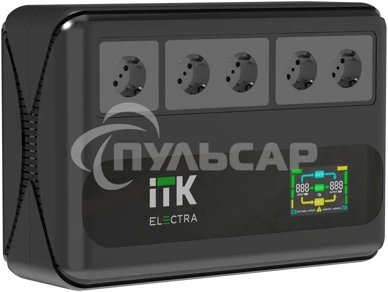 Источник бесперебойного питания Line-interactive 800ВА/480Вт, однофазный, LCD дисплей, с АКБ 1х9AH, 5xSchuko