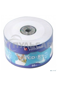 Диск CD-R Verbatim 80min, 700mb, 52x Shrink/50 Ink Print 43794