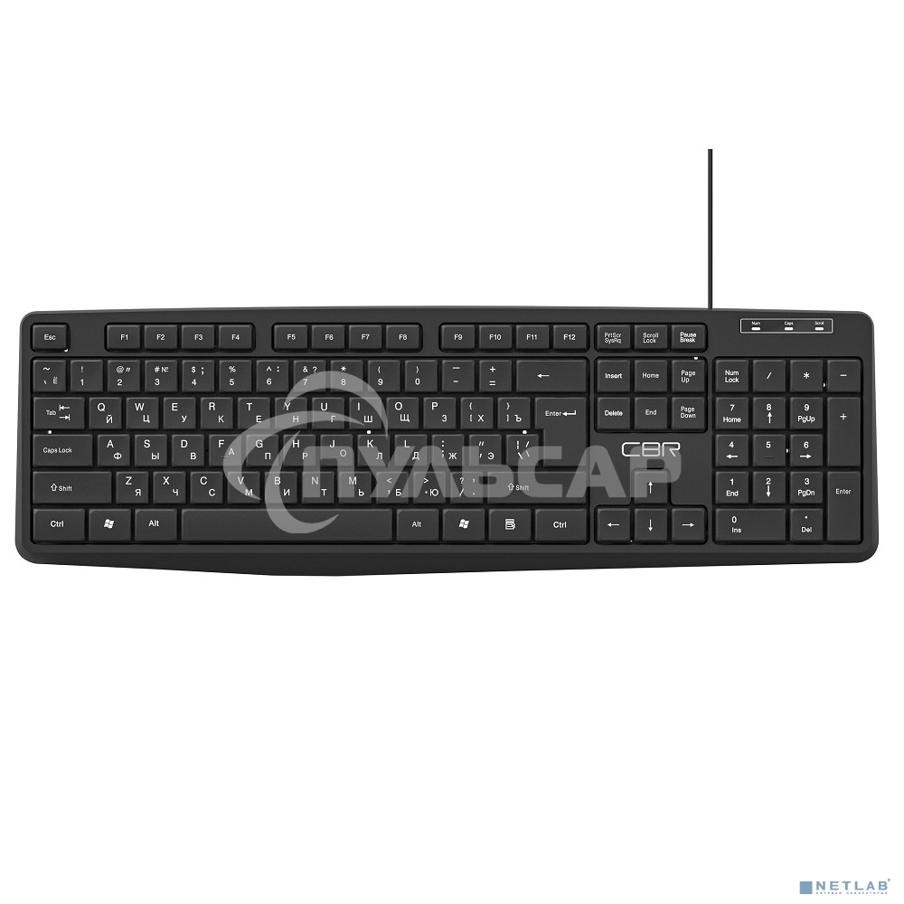 Клавиатура проводная CBR KB 115 USB, 104 кл., офисн., 1,8 м, резиновые ножки