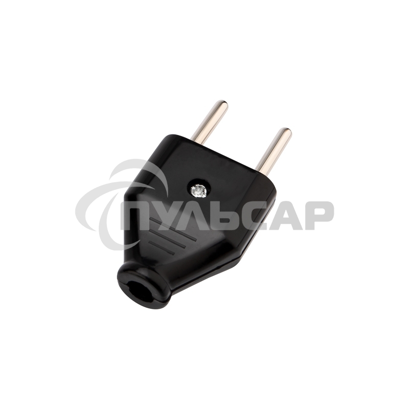 Вилка прямая без з/к 6А плоская черная Rexant