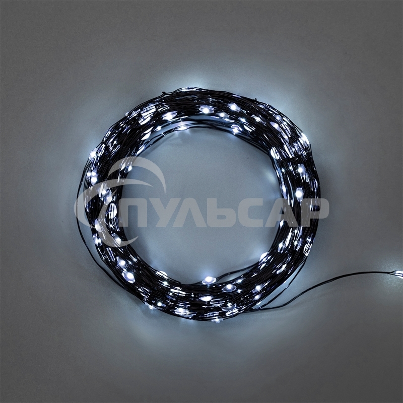 Гирлянда Роса с контроллером 30м, 300LED, IP20, 230В, зеленый провод, белое свечение 