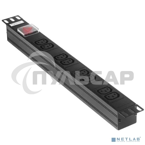 Блок Gembird EHB8-4, 1 вход С14/ 8 выходов C13, с защитой для 19