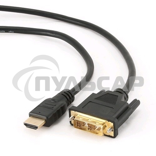 Кабель HDMI-DVI Cablexpert CC-HDMI-DVI-6, 19M/19M, single link, медь, позол.разъемы, экран, 1.8м, черный, пакет