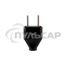 Вилка прямая без з/к 6А плоская черная Rexant