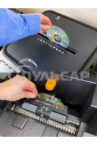 Шредер Heleos АП55-4 черный с автоподачей (секр.P-4) фрагменты 400лист. 55лтр. скрепки скобы пл.карты