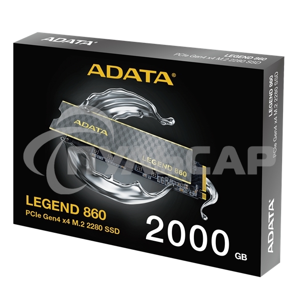 Накопитель SSD ADATA LEGEND 860, 2Tb, PCIe 4.0 x4, M.2 2280, NVMe, R/W 6000/5000, с радиатором