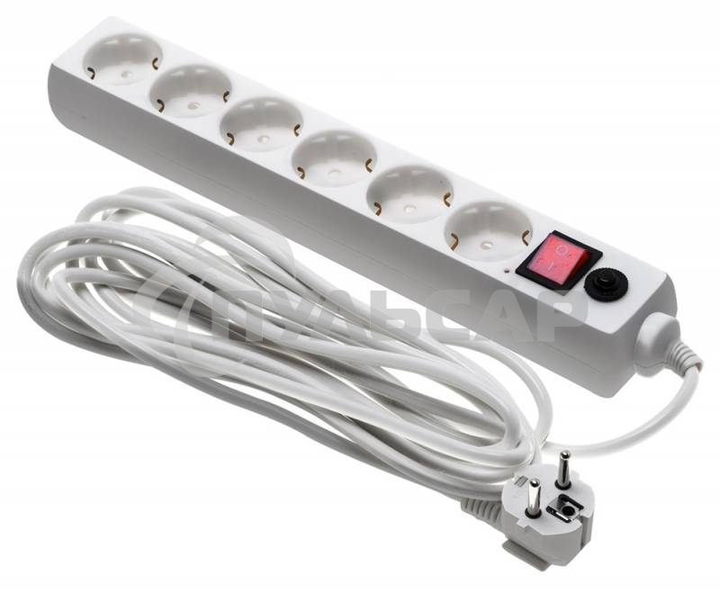 Сетевой фильтр Buro 600SH-16-5-W 5м (6 розеток) белый (коробка)