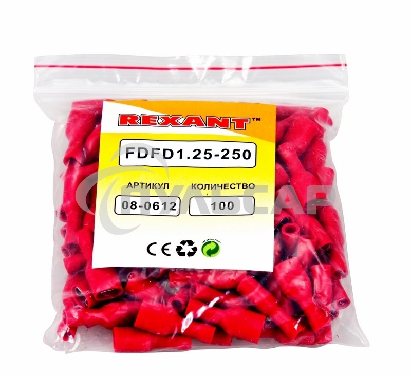 Клемма плоская полностью изолированная гнездо 6.6 мм 0.5-1.5 мм² (РППи-м 1.5-(6.3)) Rexant