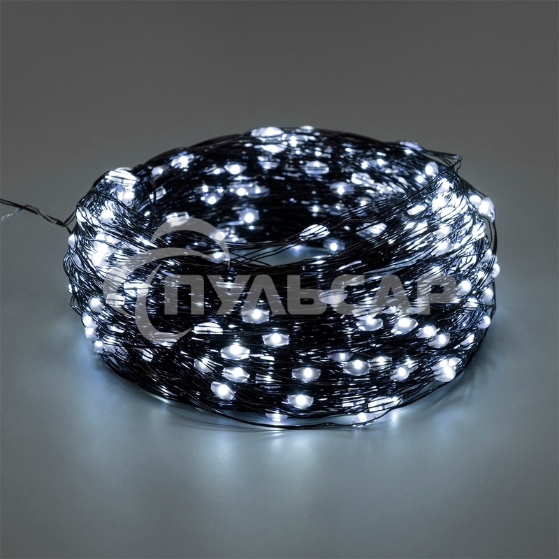 Гирлянда Роса с контроллером 30м, 300LED, IP20, 230В, зеленый провод, белое свечение 