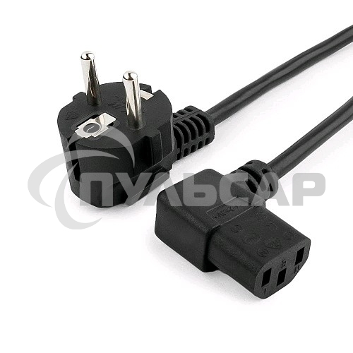 Кабель питания Gembird 1.8м, VDE(0.75мм), черный, угловой разъем, с зазем., пакет PC-186A-VDE