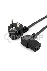 Кабель питания Gembird 1.8м, VDE(0.75мм), черный, угловой разъем, с зазем., пакет PC-186A-VDE