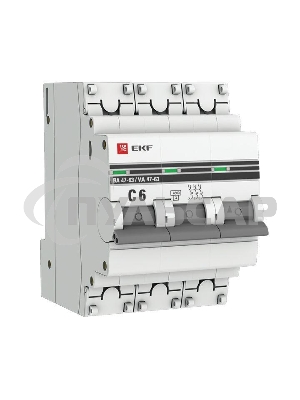 Выключатель автоматический EKF mcb4763-3-06C-pro 3P 6А (C) 4,5kA ВА 47-63 EKF PROxima