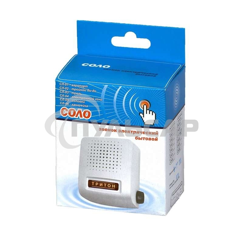 Звонок проводной Соло соловей 220В 80-90дБА бел. Тритон СЛ-05