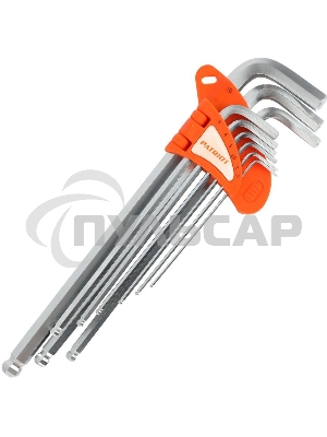 Набор ключей PATRIOT SKH-9EL, шестигранные с шаром, экстра длинные, 1,5-10мм, CRV, 9 шт