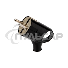 Вилка Евро угловая с з/к 16А с кольцом черная Rexant