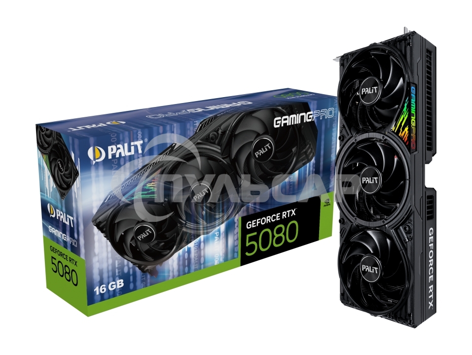 Видеокарта Palit PA-RTX 5080 GAMINGPRO 16Gb GDDR7 256bit 3xDP HDMI 3FAN RTL