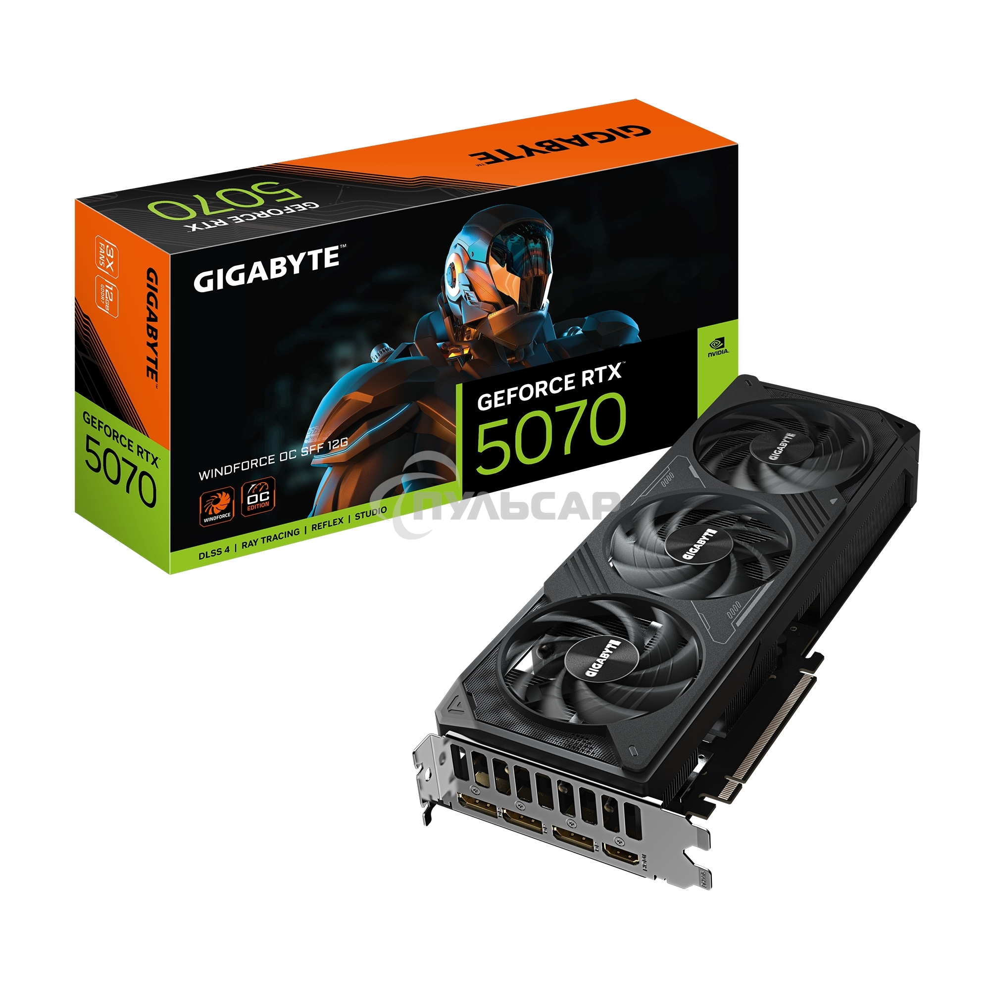 Видеокарта Gigabyte PCI-E GV-N5070WF3OC-12GD 1.0 NVIDIA GeForce RTX 5070 12Gb 192bit GDDR7 2805/28000 HDMIx1 DPx3 HDCP Ret